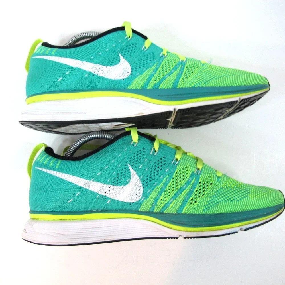 Nike Flykknit Trainer 532984-713 Volt White Atomic Teal Women's‎ 7.5 Men's 6